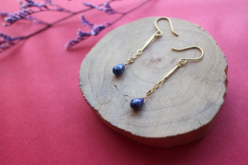 Blue rains-Brass earrings - ต่างหู - ทองแดงทองเหลือง หลากหลายสี