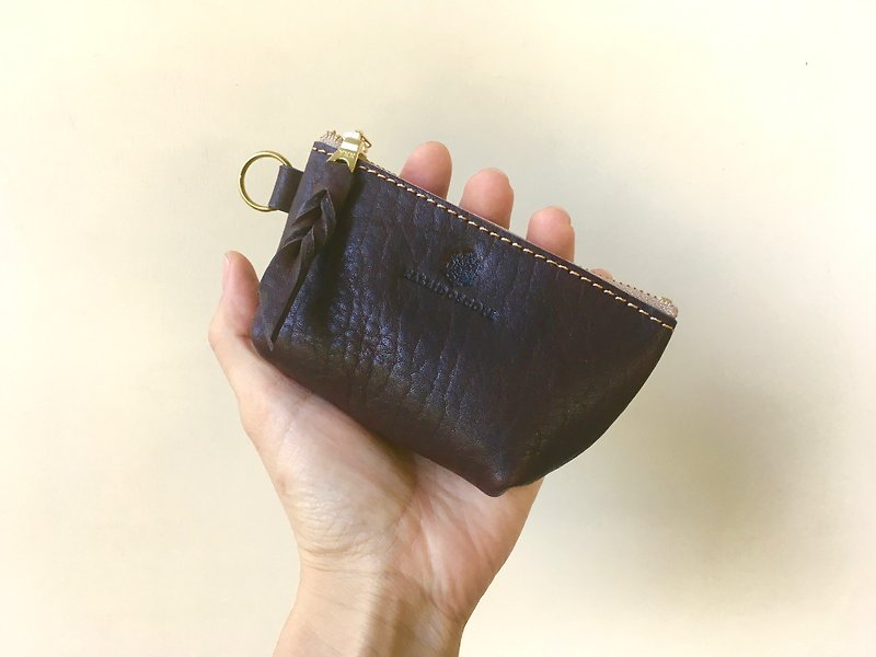 JAPAN Leather Nume Leather Mini Pouch barco Bitter Brown - Keychains - Genuine Leather Brown