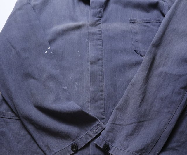 70s washed old blue herringbone French workwear French work