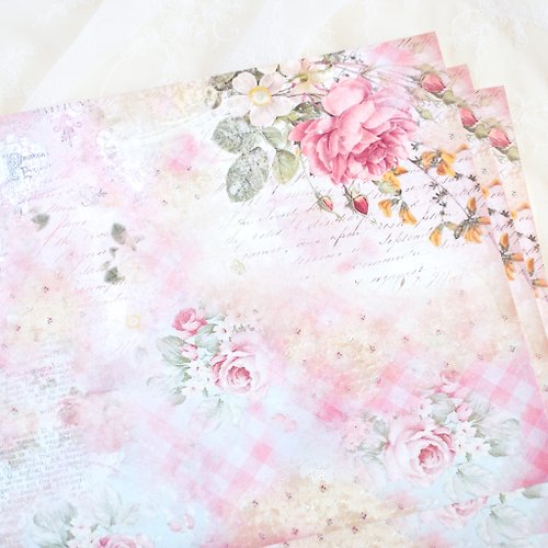 Scrapbook paper - vintage rose No.3 / multi use paper / 10 sheets A4 size -  Shop Vintage girly / Sweet painting Gift Wrapping & Boxes - Pinkoi