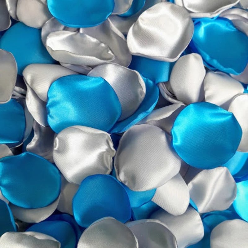 Malibu blue flower petals Silver wedding petals Winter blue wedding decor - Dried Flowers & Bouquets - Silk 