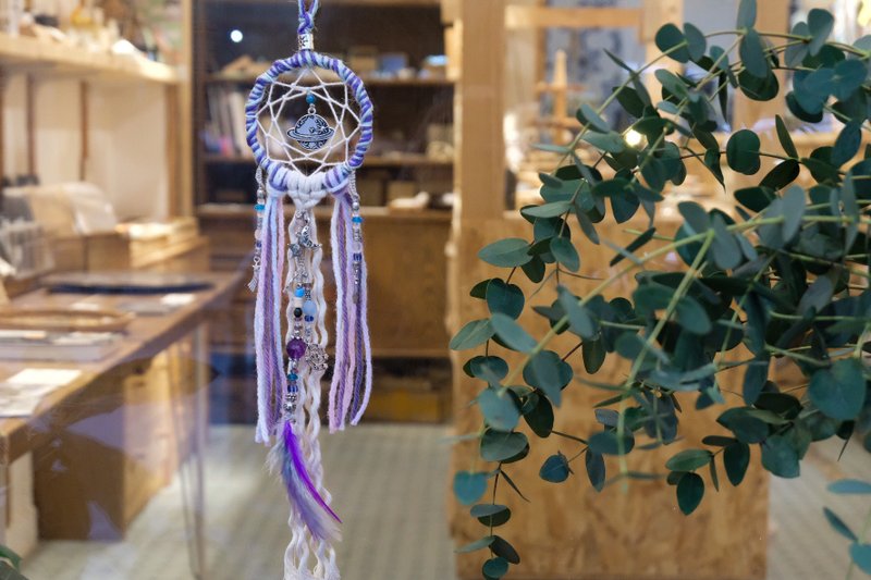 Handmade Dreamcatcher - Amethyst / Plante - Items for Display - Cotton & Hemp Purple