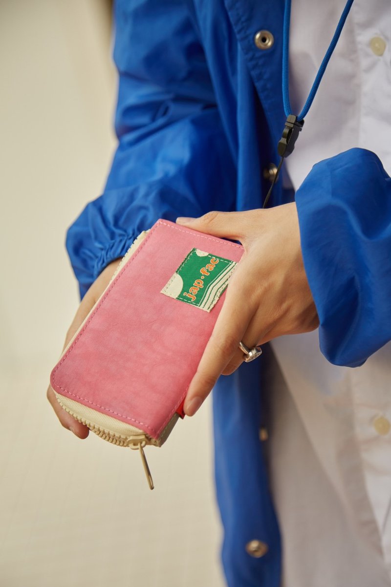 mini wallet (Pink milk) with strap holder - 零錢包/小錢包 - 尼龍 粉紅色