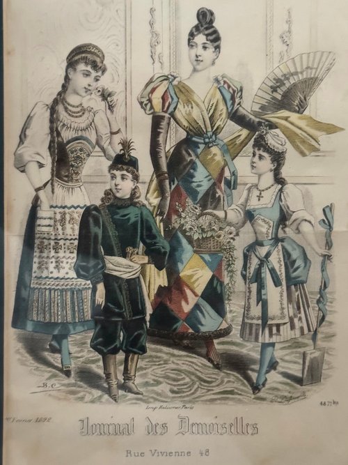 ファッションプレート製本 Journal des Demoiselles 50268-クラシックなフランスのアンティークファッション雑誌プリント