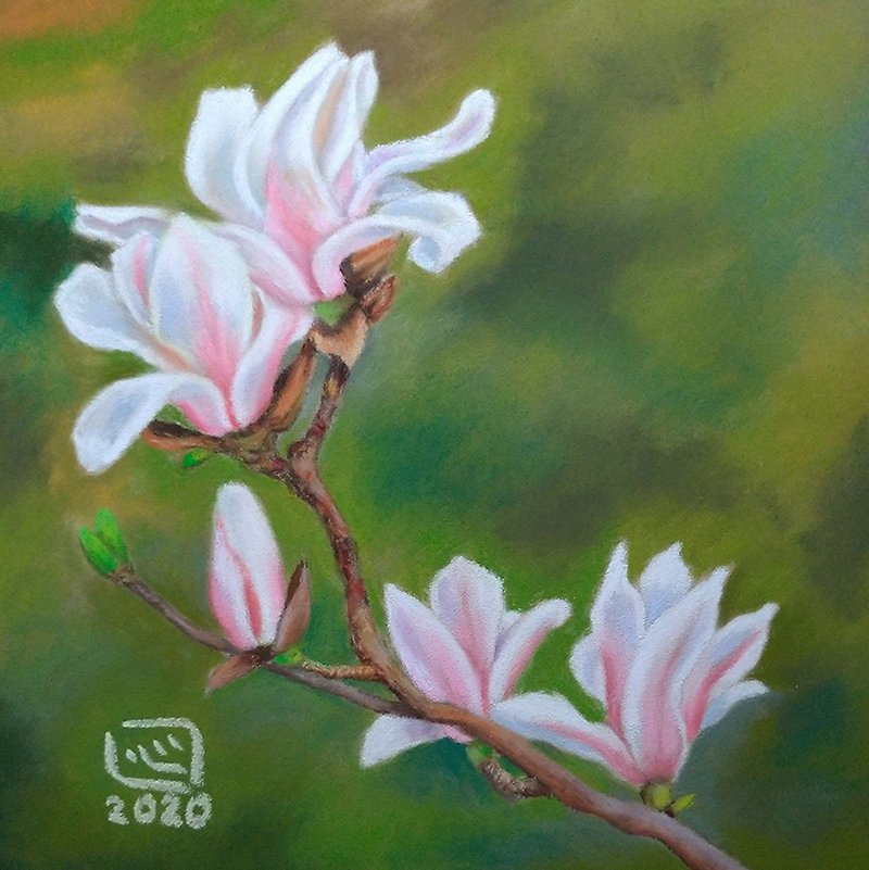 Magnolia/Original painting/Pastel painting - โปสเตอร์ - กระดาษ 