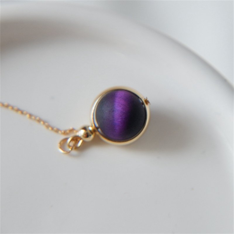 Hi Onion original daytime mood 18K gold-plated long purple Stone minimalist fairy earrings ear wire ear clip - ต่างหู - วัสดุอื่นๆ 