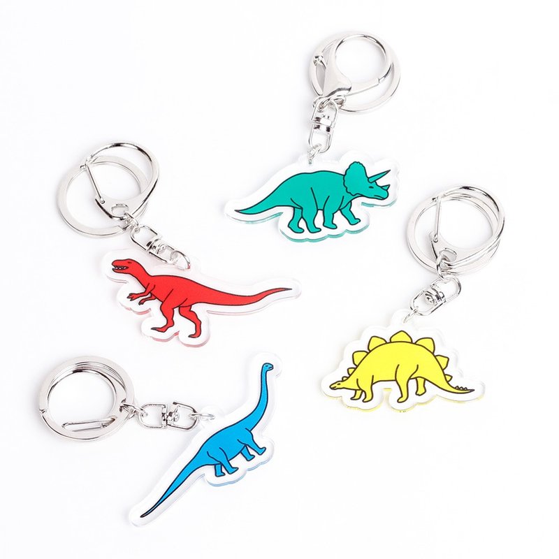 Dinosaur key ring Acrylic pendant - พวงกุญแจ - อะคริลิค หลากหลายสี