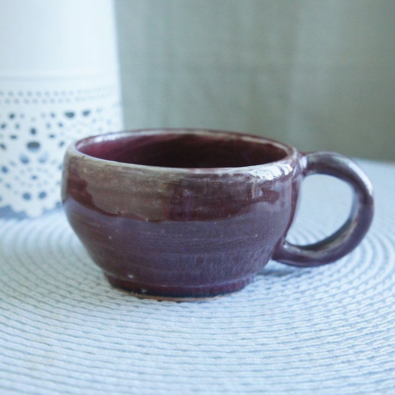 Lovely handmade ceramics [purple coffee cup, dark purple gradient] reduction firing - Bowls - Pottery Purple