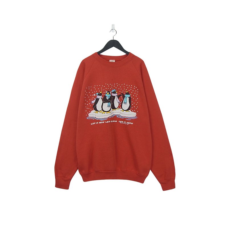 A‧PRANK :DOLLY :: Red Stereo Snow Penguin Vintage University T (T802137) - Women's T-Shirts - Cotton & Hemp Red