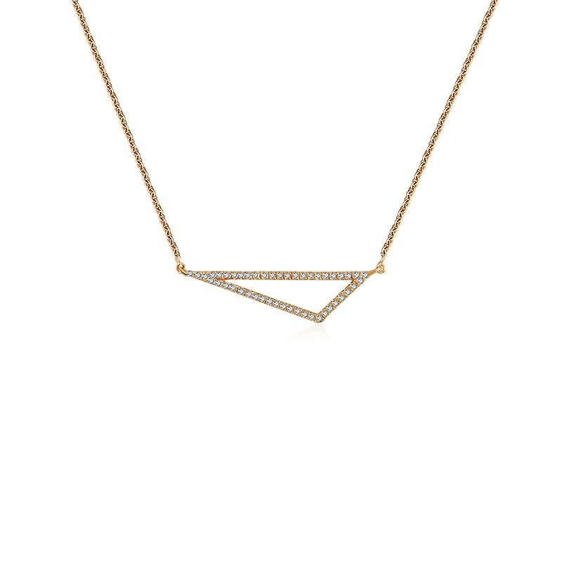 Hollow Triangle Diamond Necklace - สร้อยคอ - โลหะ สีส้ม