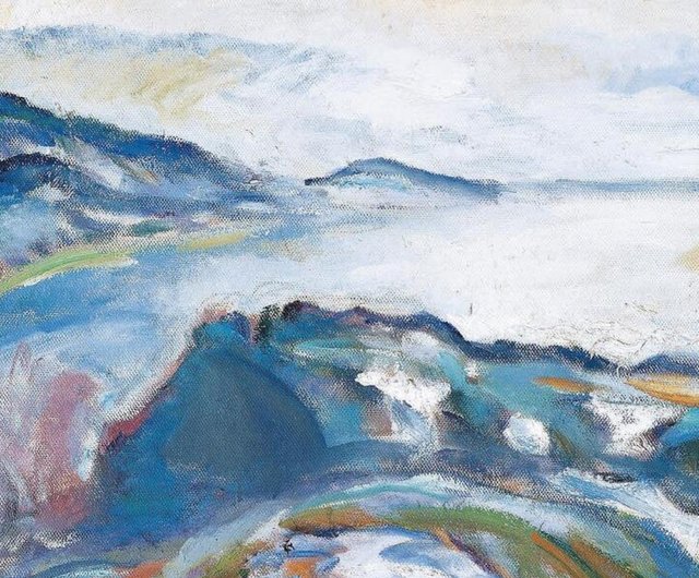 エドワルド・ムンク 風景絵画(印刷)③ 月光の北欧の風景。エドヴァルド・ムンク（1863-1944）による