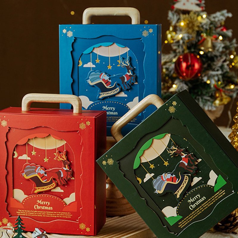 [Gift Box] Christmas wooden portable packaging box (empty box) - Storage & Gift Boxes - Paper 