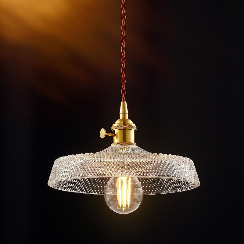 【塵年舊飾】懷舊銅製玻璃吊燈PL-1730附LED 6W燈泡 - 燈具/燈飾 - 玻璃 透明
