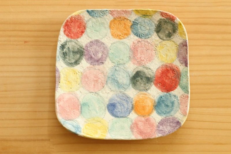 ※ Order Production Powder toy dish of colorful dot. - Small Plates & Saucers - Pottery 