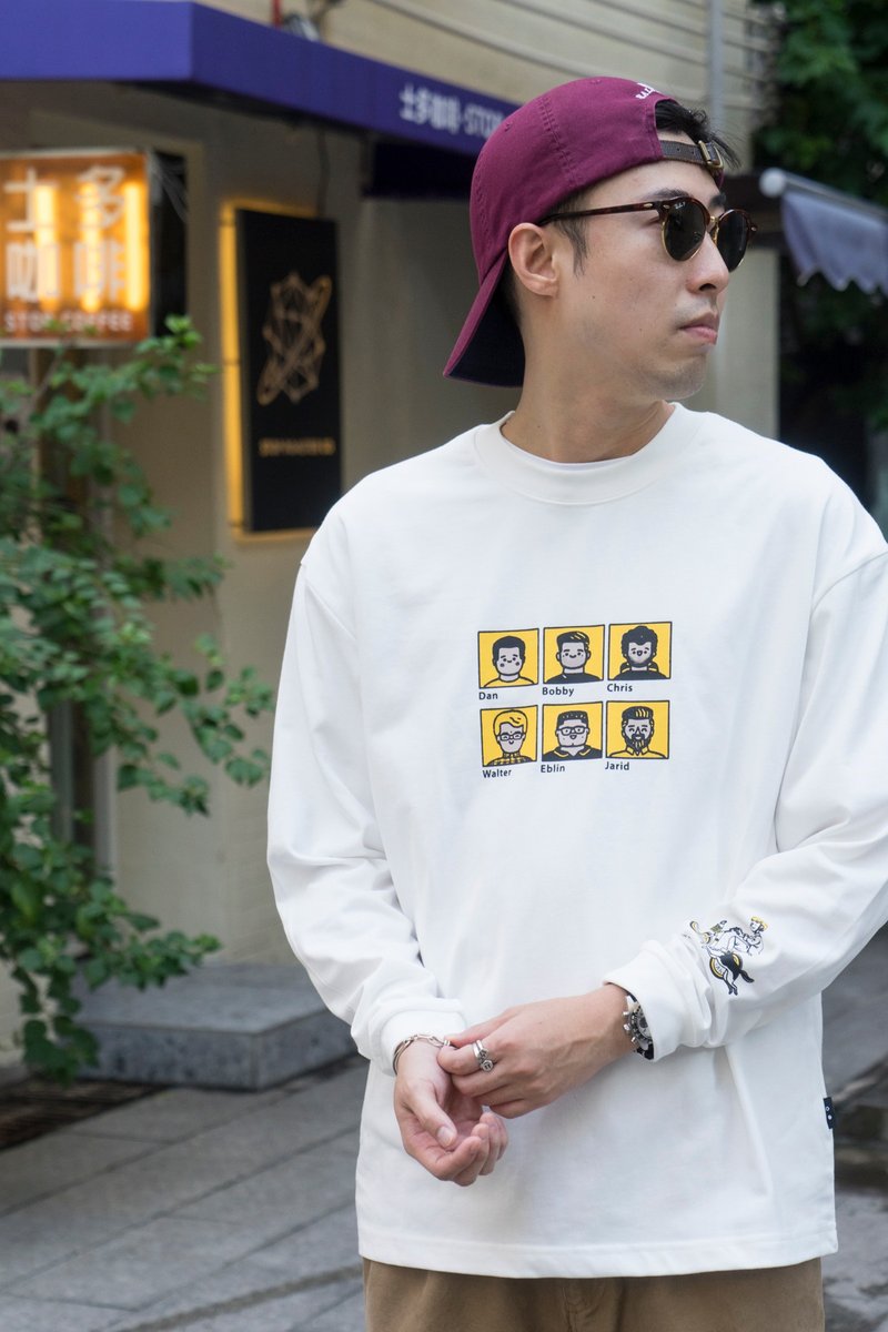 T-SHIRT 重磅面料 日系潮流單車印花長袖T恤戶外運動休閒寬鬆Chic - 男 T 恤 - 棉．麻 白色