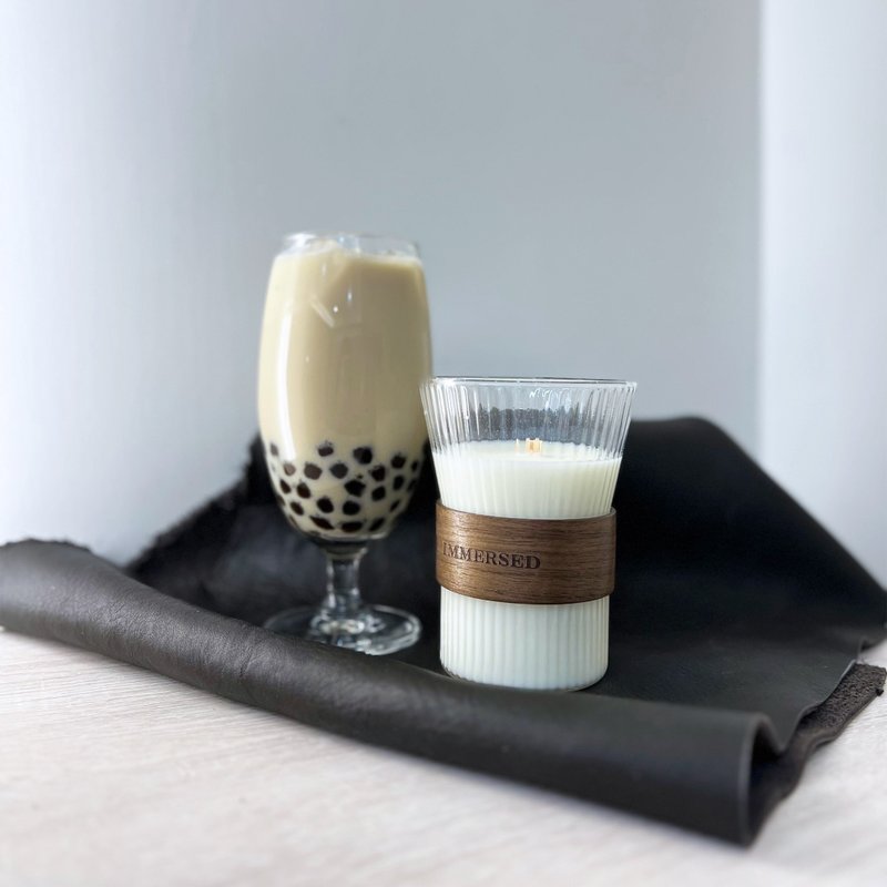 IMMERSED Brown Sugar Boba Milke Tea Handcraft Scented Candle - เทียน/เชิงเทียน - ขี้ผึ้ง ขาว