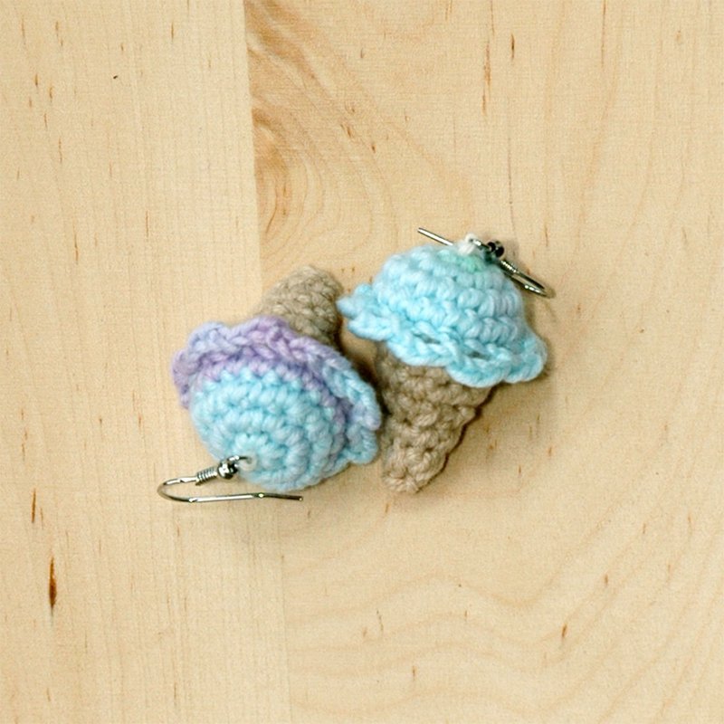 Ice Cream Cone Earrings - Amigurumi Ice Cream Cone Earrings Accessories - Earrings & Clip-ons - Cotton & Hemp Multicolor