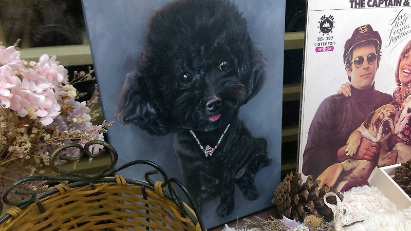 客製手繪人物 寵物 油畫像 33×24 - 似顏繪/人像畫 - 棉．麻 