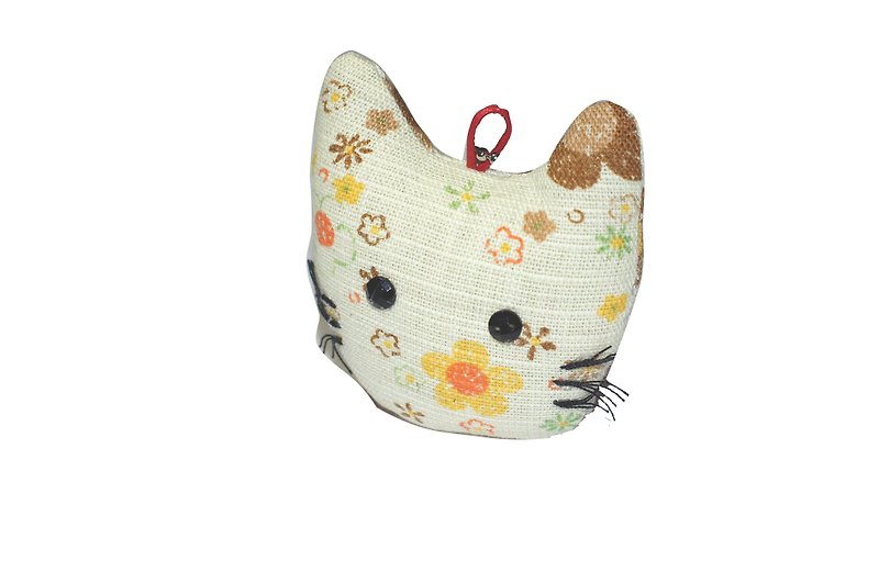 [AnnaNina]手作りの猫の魅力古代の布ベージュの花 - チャーム - コットン・麻 