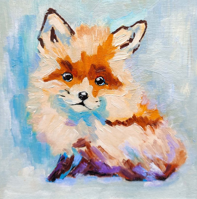 Fox Original Painting, Woodland Animal Wall Art, Art Gift Idea, Fox Artwork 手工油畫 - 海報/掛畫/掛布 - 其他材質 多色