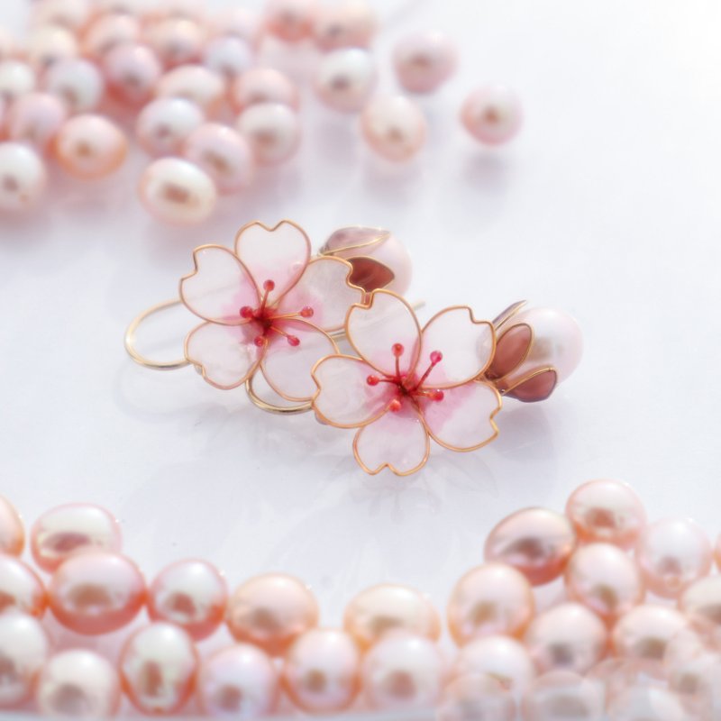 Cherry Blossoms Collection   2piece - ต่างหู - วัสดุอื่นๆ สึชมพู