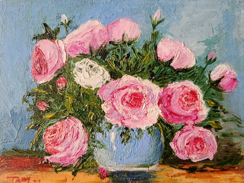 Roses Original oil painting - 壁貼/牆壁裝飾 - 其他材質 