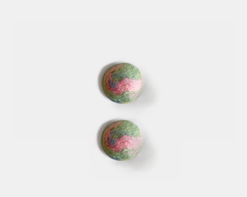 Cotton Candy Pom Pom Hunting Balls (2 Pieces) / + Wool Felt Cat Toy - 貓/狗玩具 - 羊毛 多色