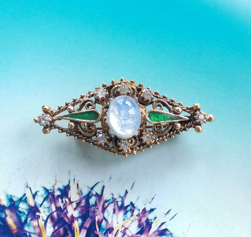 Vintage Jewelry 西洋古董飾品 FLORENZA Moonlight 唯美 別針 - 徽章/別針 - 其他金屬 金色