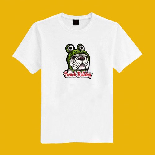 CHIC SHOP 插畫設計館 法鬥 青蛙 狗 插畫 白 短T 衣服 T恤 情侶裝 童裝 母子裝 女裝