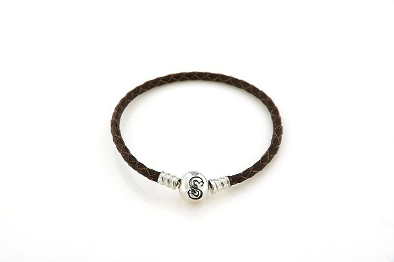 Braided leather bracelet * SB-BRACELET-SJ dark coffee - สร้อยข้อมือ - หนังแท้ สีนำ้ตาล