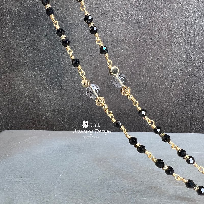Black Hair Crystal Bracelet Good Luck and Wealth Amulet JYL Handmade - Bracelets - Crystal Black