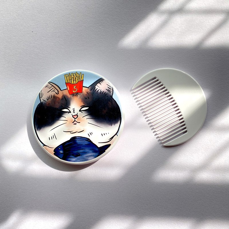 胖珍妮 隨身化妝圓鏡 - 彩妝刷具/鏡子/梳子 - 塑膠 白色