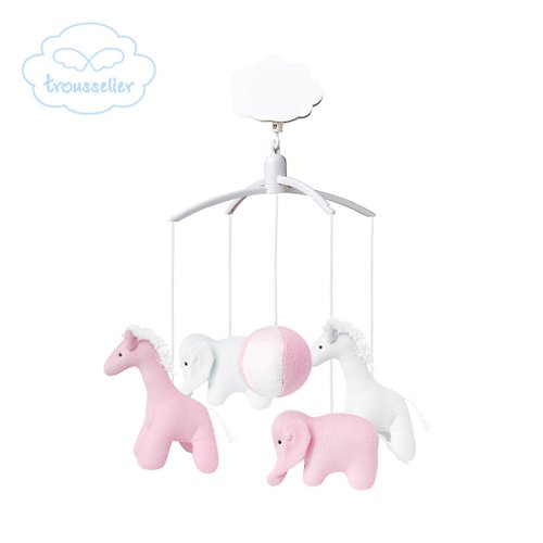 Trousselier Trousselier - 音樂床鈴裝飾 (小馬與大象) 粉紅色