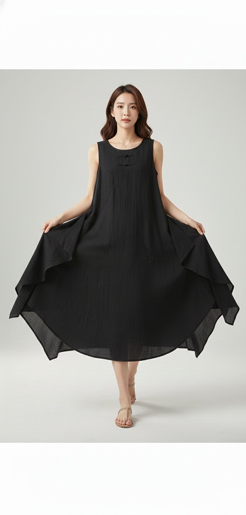 新文芸チャイナドレス｜レディスタイル｜チャイニーズモダン｜コットンリネン｜手染め｜ヴィンテージ - ワンピース - コットン・麻 