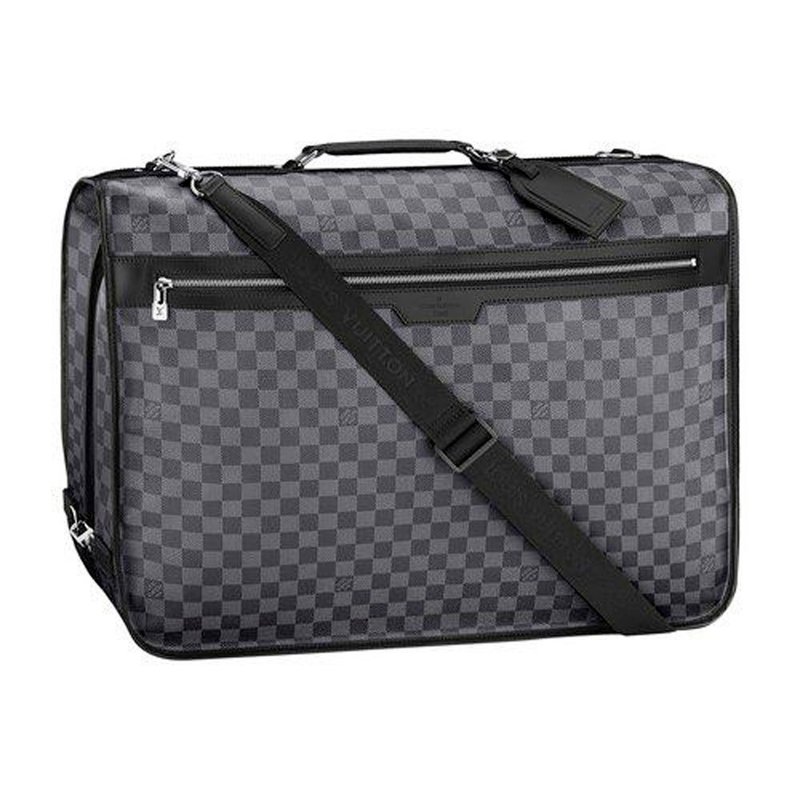 French luxury brand Louis Vuitton black and gray LV monogram checkered pattern hanging clothes travel bag - Luggage & Luggage Covers - Genuine Leather Gray