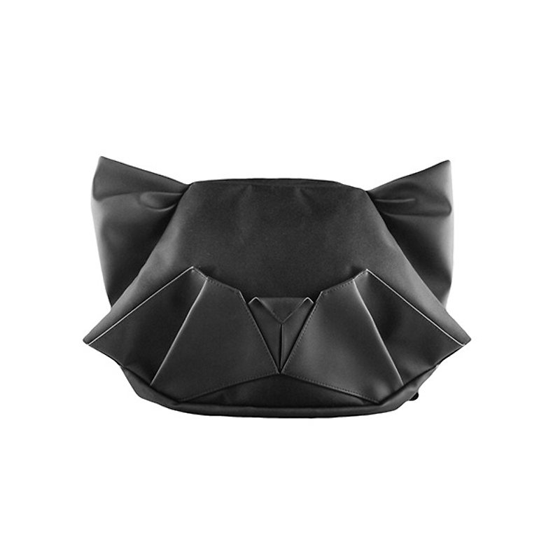ORIBAGU Origami Bag_Black Cat Side/Rear Dual-use Bag - กระเป๋าเป้สะพายหลัง - เส้นใยสังเคราะห์ สีดำ