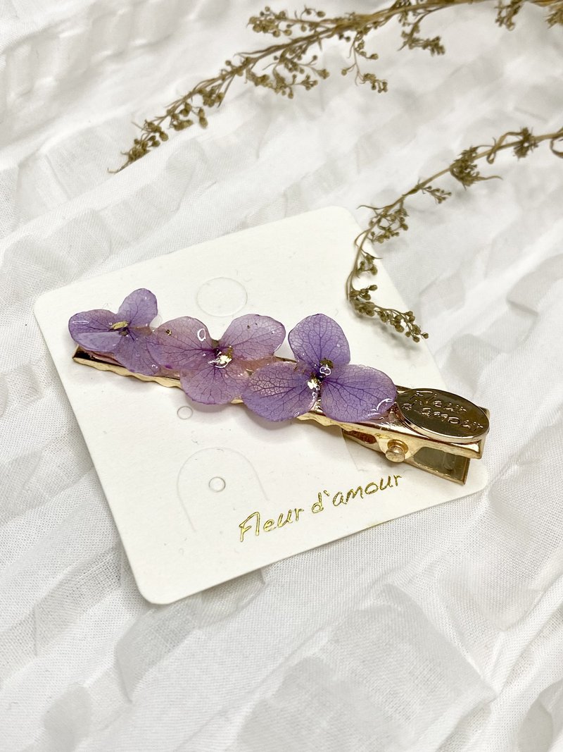 Real flower pressed flower hair clip hairpin barrette - Hair Accessories - Plants & Flowers Purple