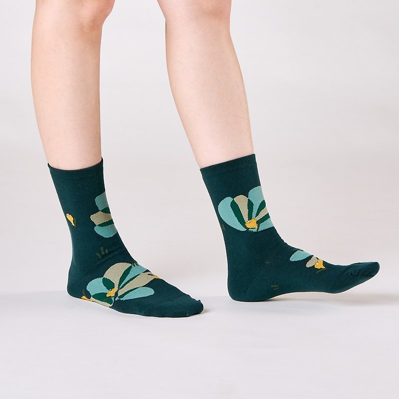 番紅花 1:1 /綠/ - 襪子 - 棉．麻 綠色