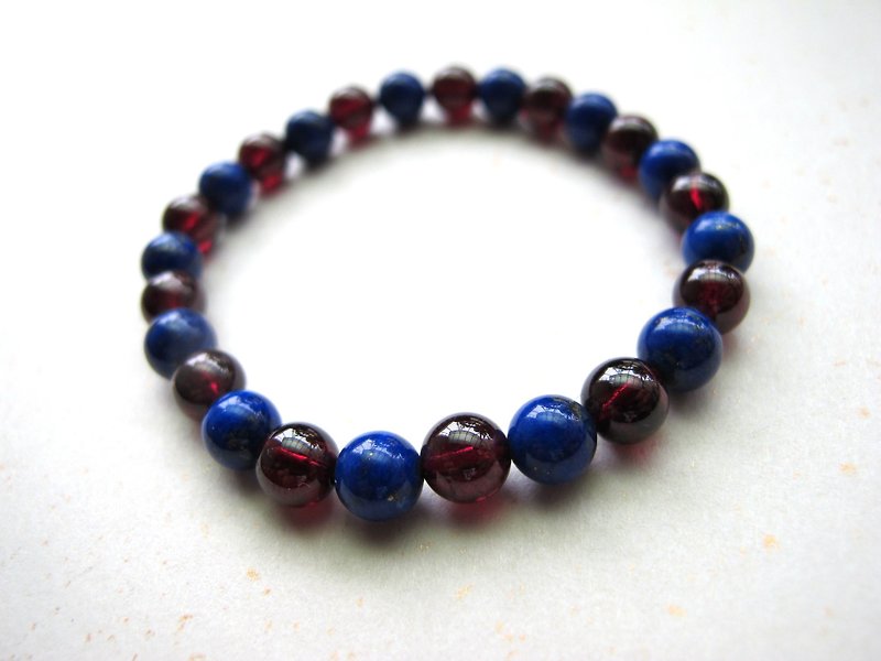 Lapis lazuli x Pomegranate [Michel] - Hand-created natural stone series - Bracelets - Crystal Multicolor