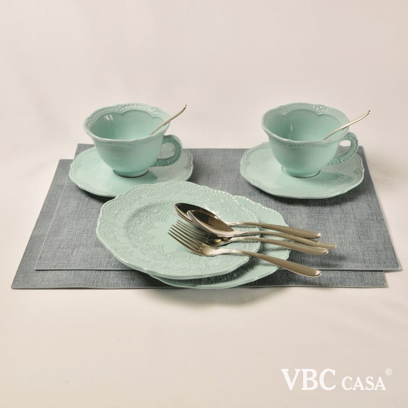 【超值優惠】義大利VBC casa-手工浮雕蕾絲系列雙人12件禮盒套組 - 盤子/餐盤/盤架 - 陶 多色