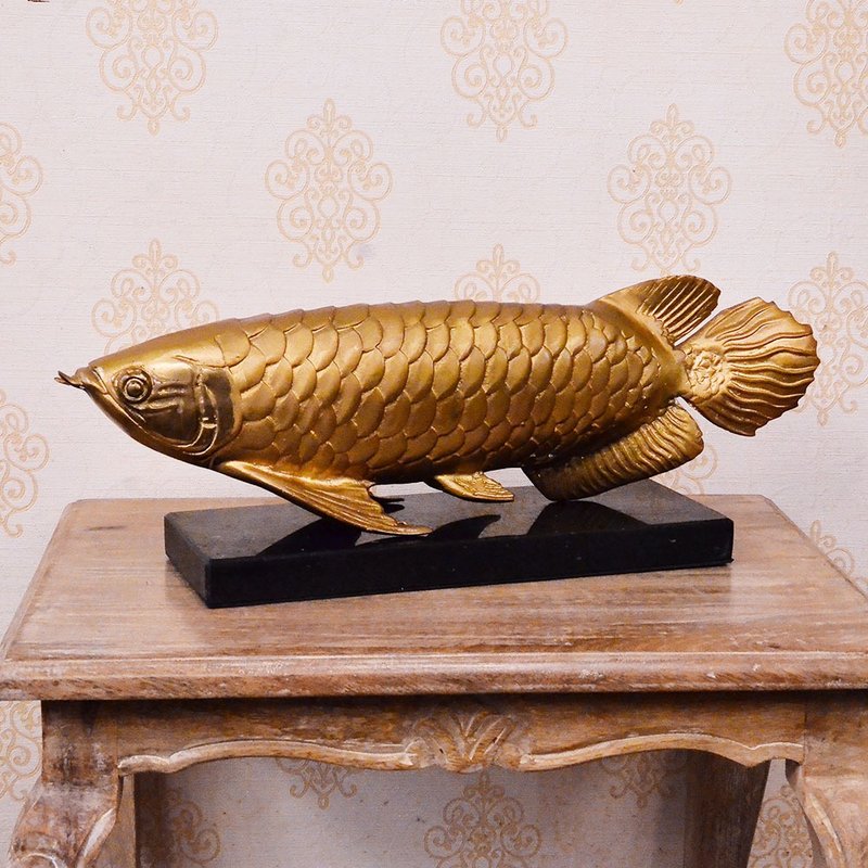 [DREAM LIGHTS Furniture and Home Decoration Hall] Bronze Gold Arowana 0D00341|Country Style - ของวางตกแต่ง - ทองแดงทองเหลือง สีนำ้ตาล