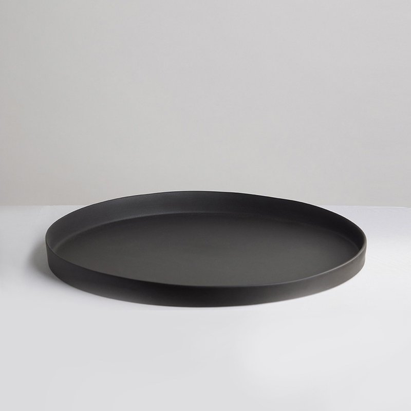 【3,co】Water Wave Series Round Tray (No. 4) - Black - Small Plates & Saucers - Porcelain Black