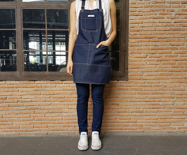 New Denim Apron no.02 Copper rivets 2 pockets / garden / barista