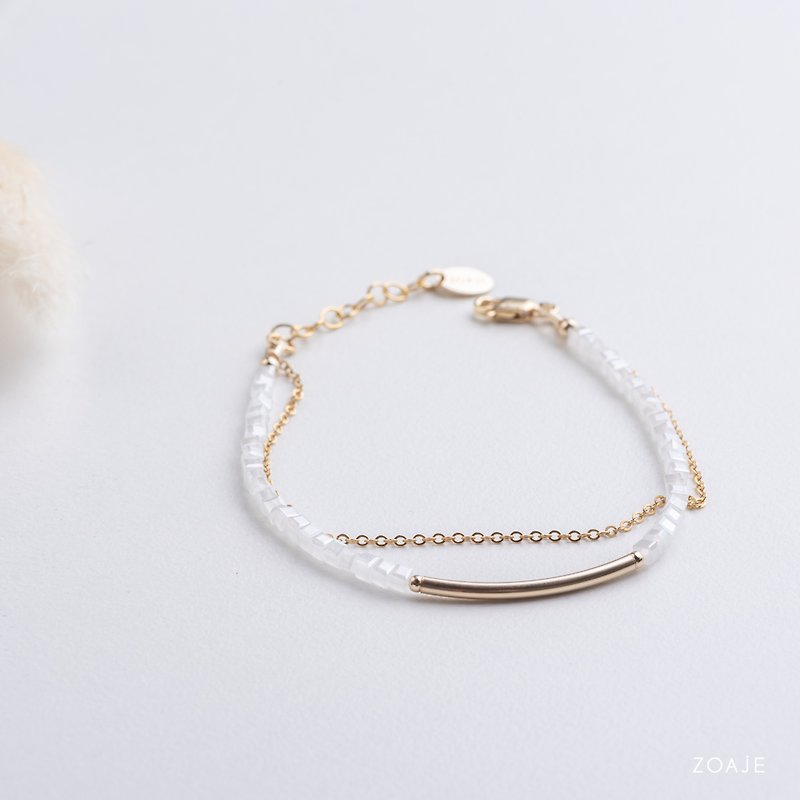 AUSTRALIA Layering dainty Bracelet white crystal pearls and 14k Gold-filled - Bracelets - Precious Metals White