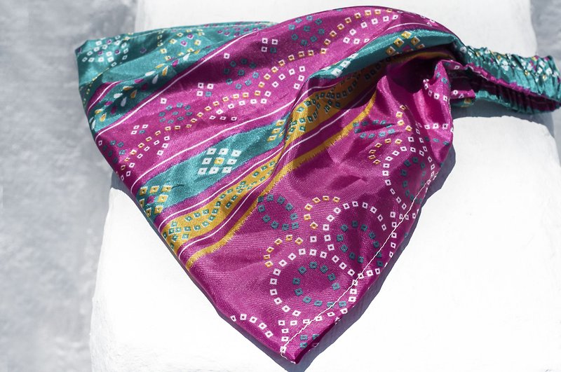 Top silk headband / colorful flower headband / elastic headband / handmade silk headband-Indian Holi festival style - เครื่องประดับผม - ผ้าไหม หลากหลายสี