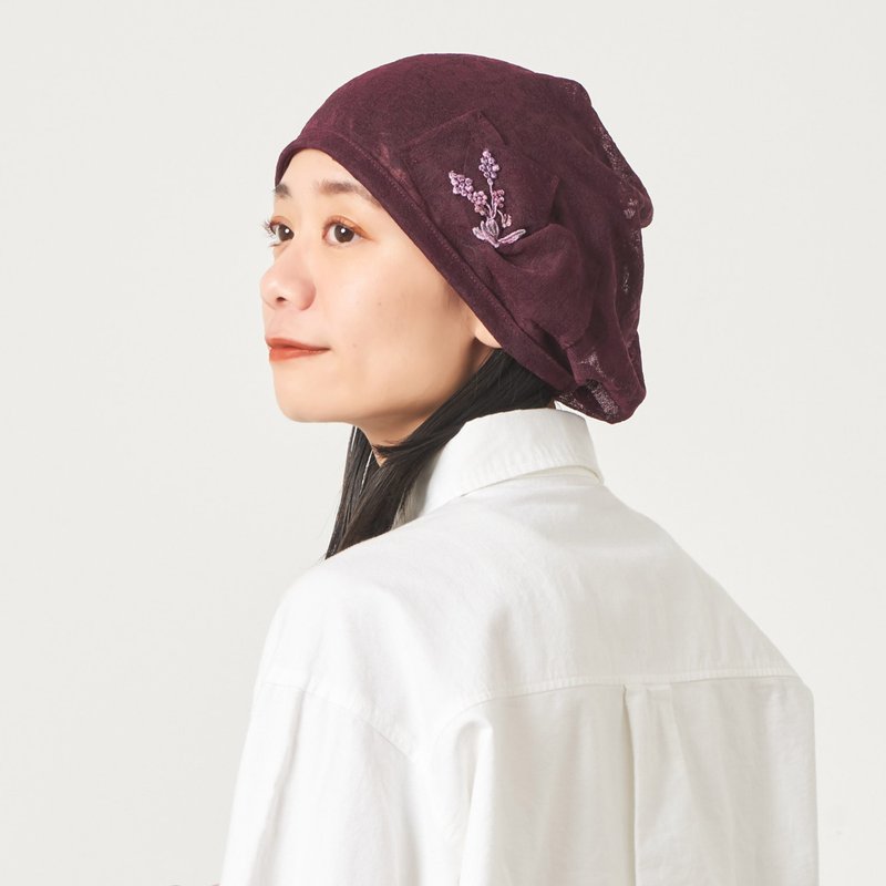 CHARM Etoru See Through Floral Beanie for Women, Ladies' Lightweight Summer hat - หมวก - เส้นใยสังเคราะห์ สีแดง