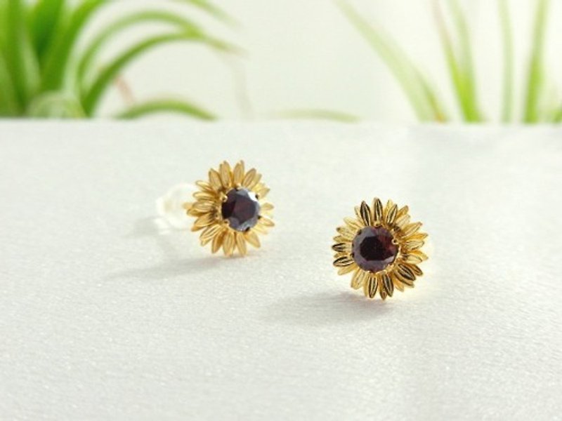 Sunflower Earrings - Earrings & Clip-ons - Sterling Silver Gold