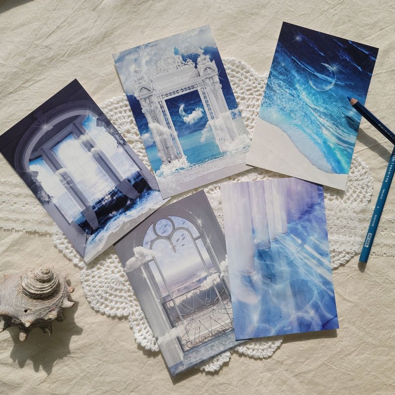 Aqua memoria Postcard Set - การ์ด/โปสการ์ด - กระดาษ สีน้ำเงิน