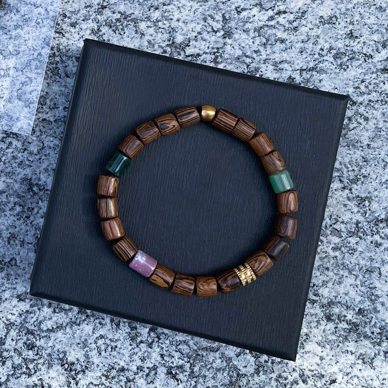 Elastic bracelet made with gemstones wooden beads - Bracelets - Crystal Multicolor