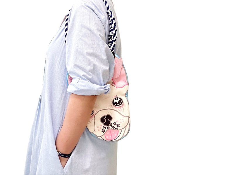 Limited spot original cooperation pet shoulder bag British bulldog dog face bag - Handbags & Totes - Other Materials 